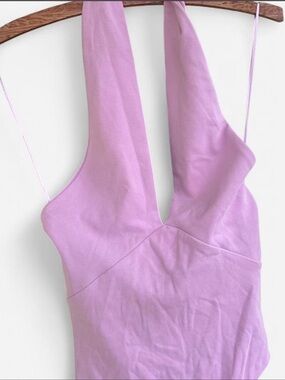 Zara Lilac Halter Plunge Neck Bodysuit NWT Medium | Balletcore Coquette Top